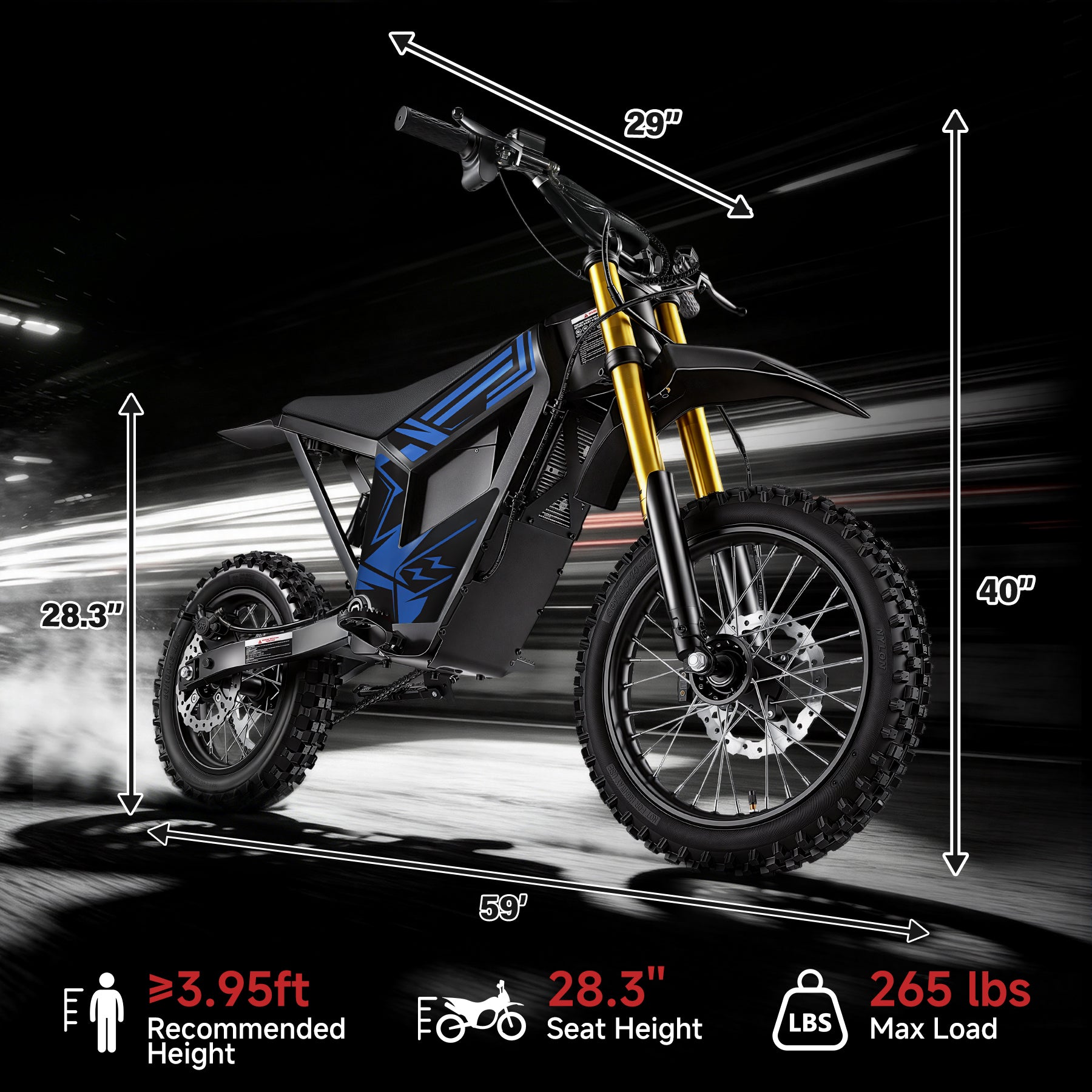 【WMT】Oryxearth 2500W Electric Dirt Bike, 34 Mph Off-Road Electric-Motorcycle with Hydraulic Brakes and 48V 20AH Removable Battery