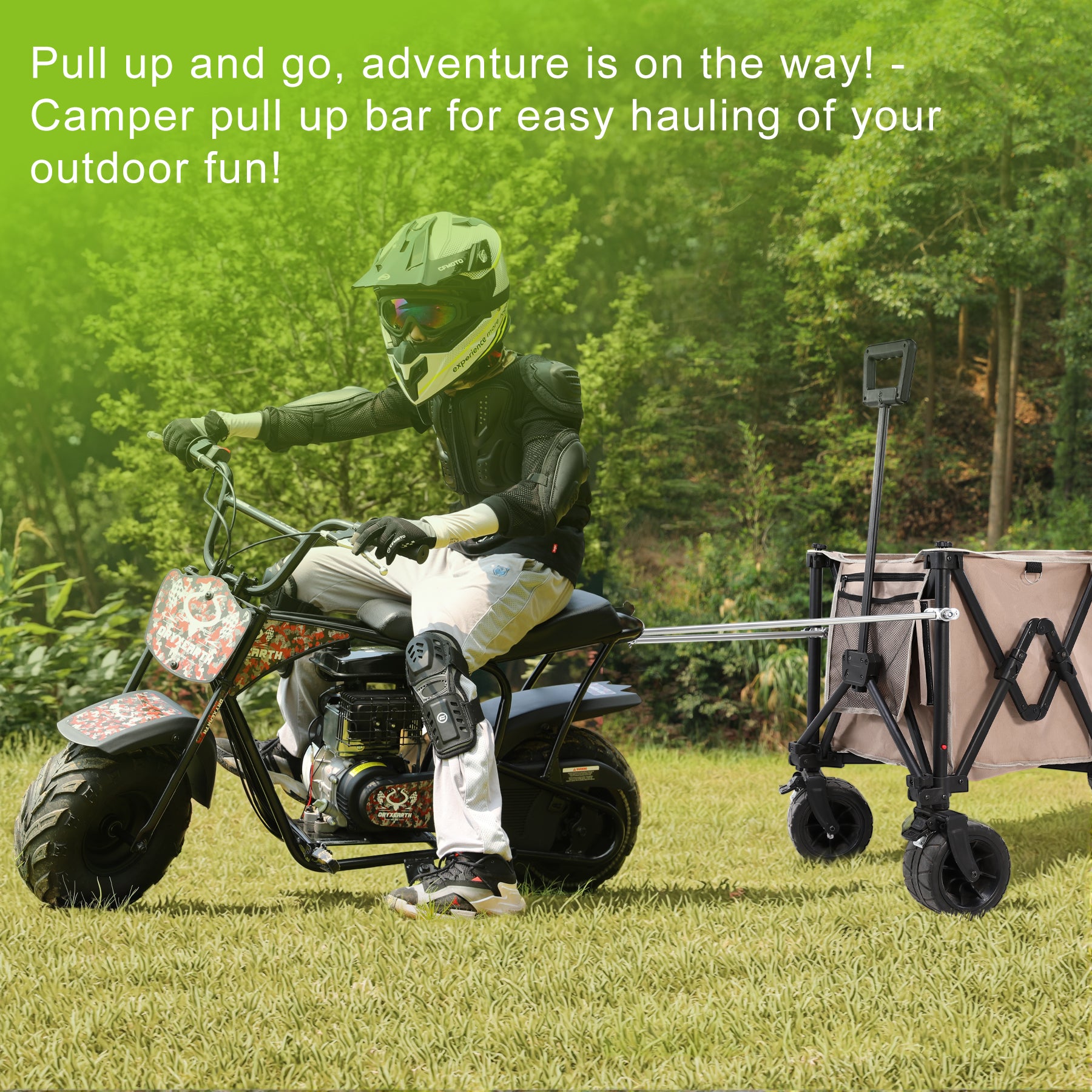 Oryxearth Mini Adjustable Tow Bar, Small Bucket Cart Pull Rod, Wagon Pull Rod for Camping Garden Cleanup