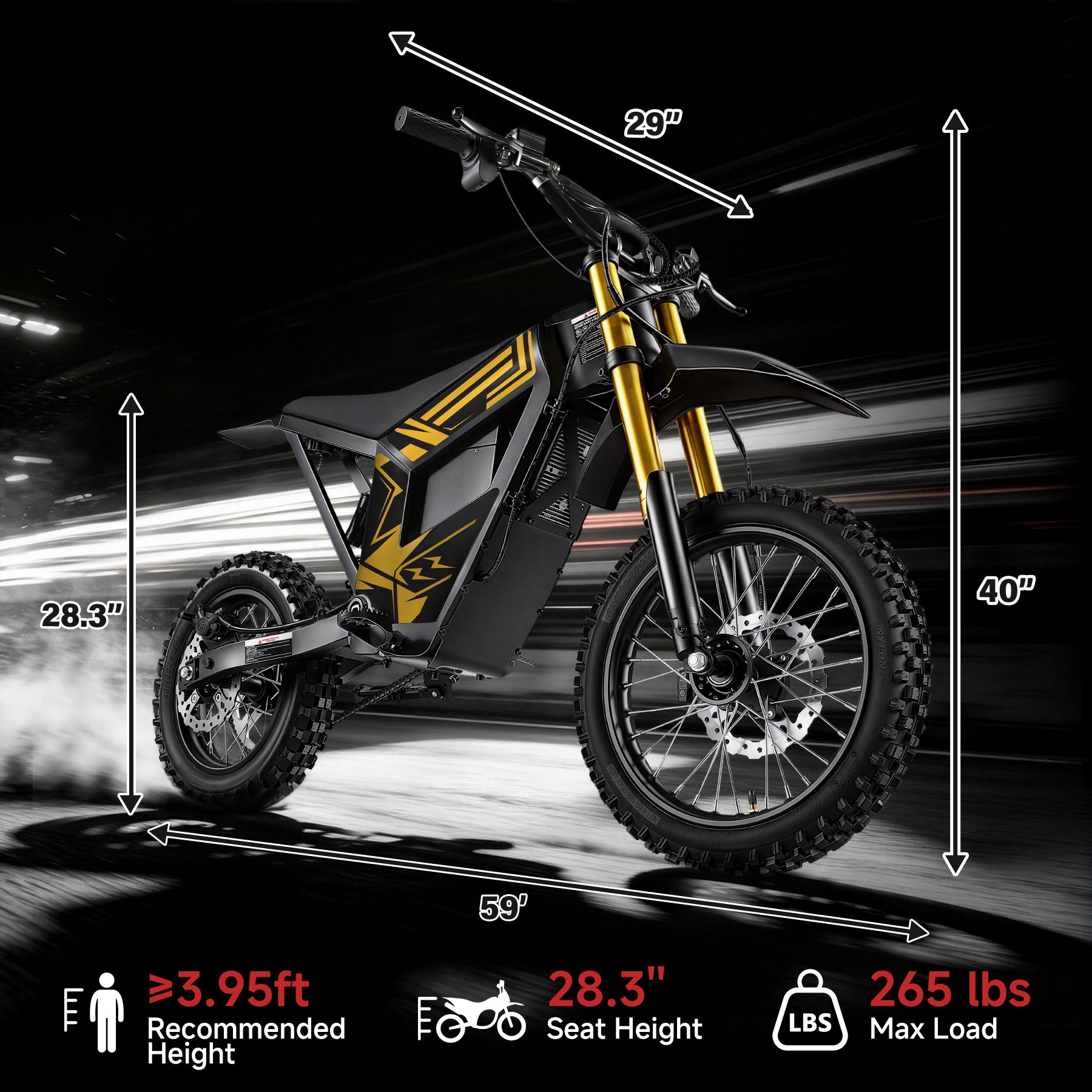 【WMT】Oryxearth 2500W Electric Dirt Bike, 34 Mph Off-Road Electric-Motorcycle with Hydraulic Brakes and 48V 20AH Removable Battery