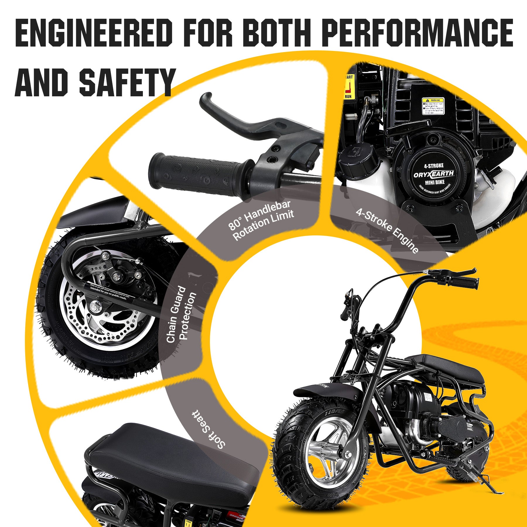 【WMT】Oryxearth 37.7CC Mini Dirt Bike, 4-Stroke Gas Power 16 mph Bike,Off Road for Teens, Pull Start