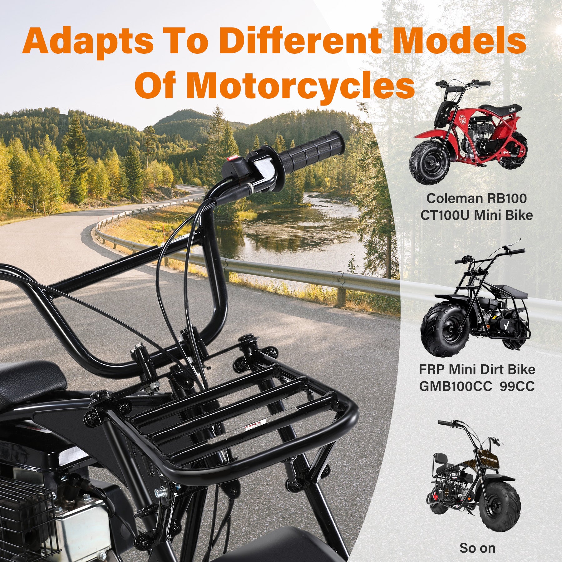 Oryxearth Mini Bike Front Luggage Rack Carrier, Motorcycle Carrier Shelf Bracket for Coleman RB100 FRP GMB100 Realtree RT100