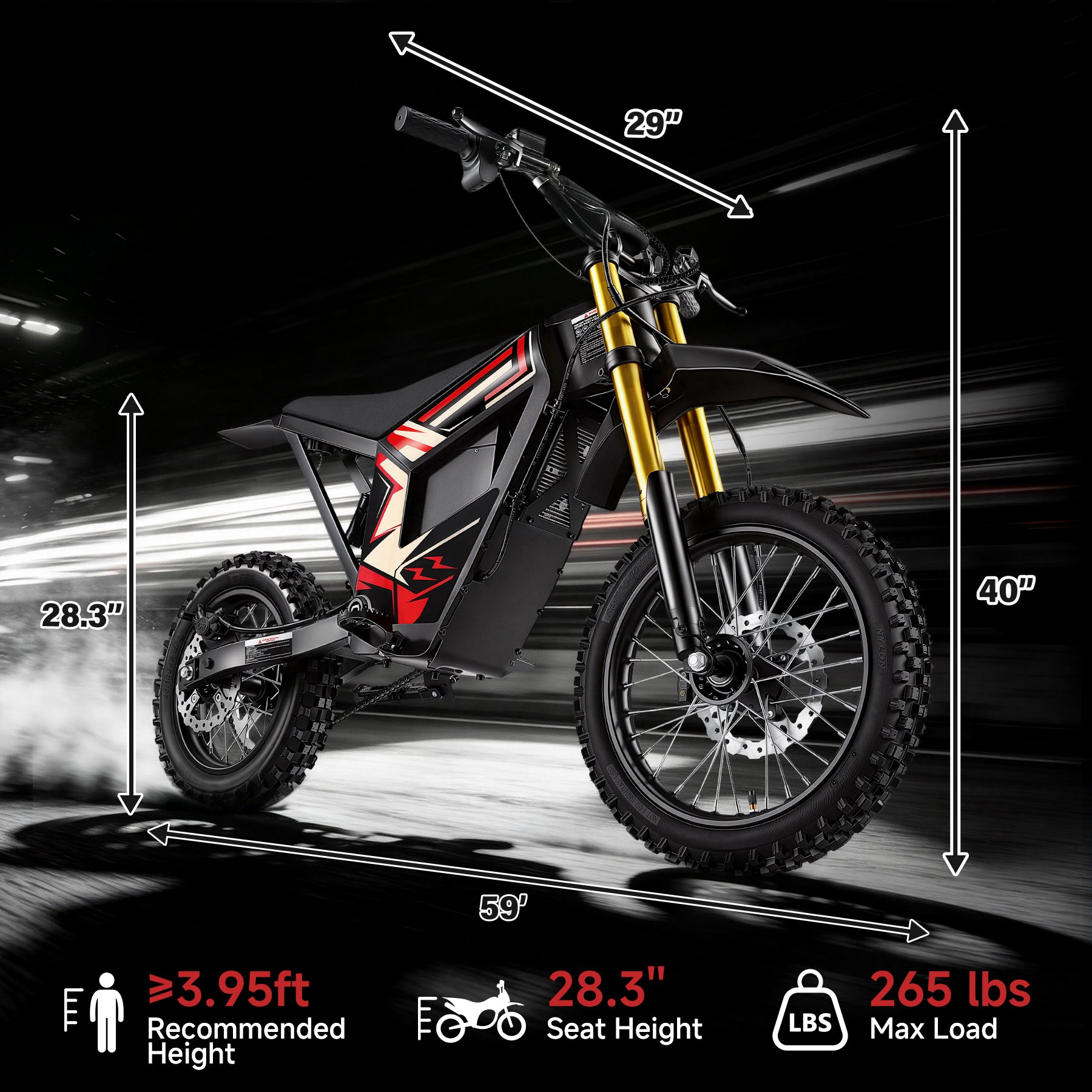 【WMT】Oryxearth 2500W Electric Dirt Bike, 34 Mph Off-Road Electric-Motorcycle with Hydraulic Brakes and 48V 20AH Removable Battery