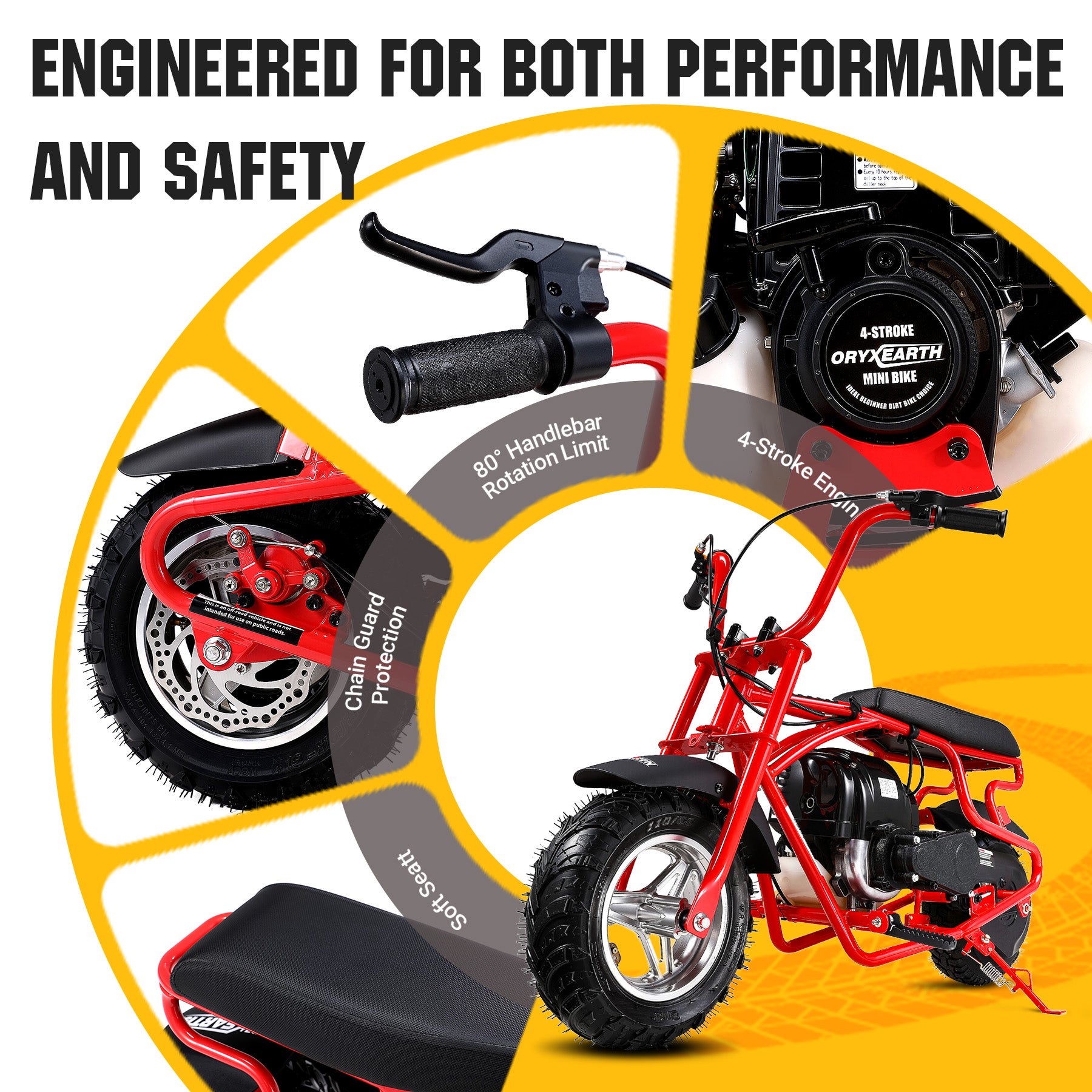 【WMT】Oryxearth 37.7CC Mini Dirt Bike, 4-Stroke Gas Power 16 mph Bike,Off Road for Teens, Pull Start