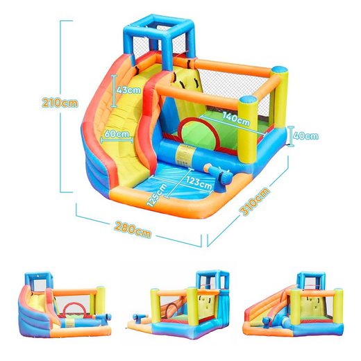 ヒュプフブルク ホームMiYN ヒュプフブルク mit Gebläse Spielplatz im Freien mit Klettern、310 cm x 280 cm x 210 cm (L x B x H) 