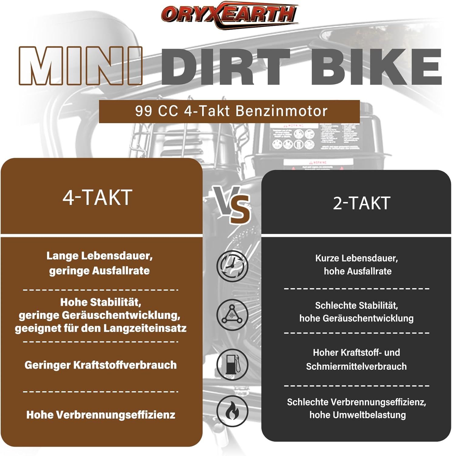 Kinder Dirt Bike 99CC, 4-Takt Benzin, Automatikgetriebe, Offroad, ab 13 Jahre