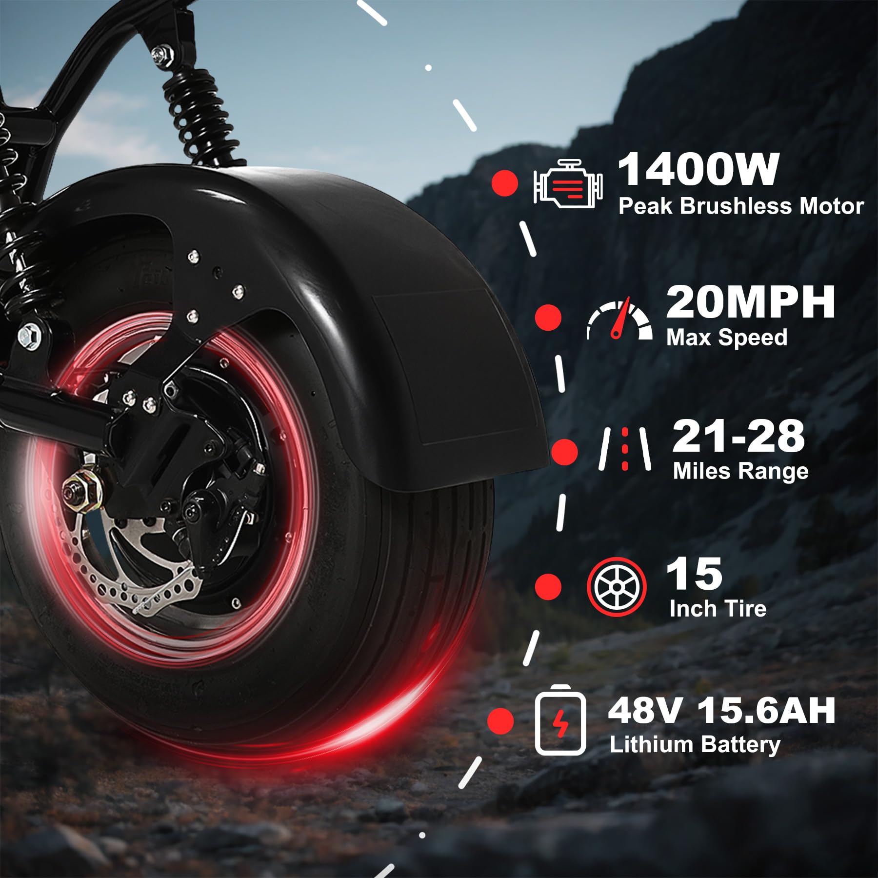 Oryxearth Adult Fat Tire, All-Terrain, Black Electric Bike