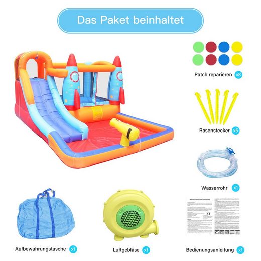 ヒュプフブルク ホームMiYN ヒュプフブルク mit Gebläse für Kinder – Spielplatz im Freien、370 cm x 260 cm x 185 cm (L x B x H) 