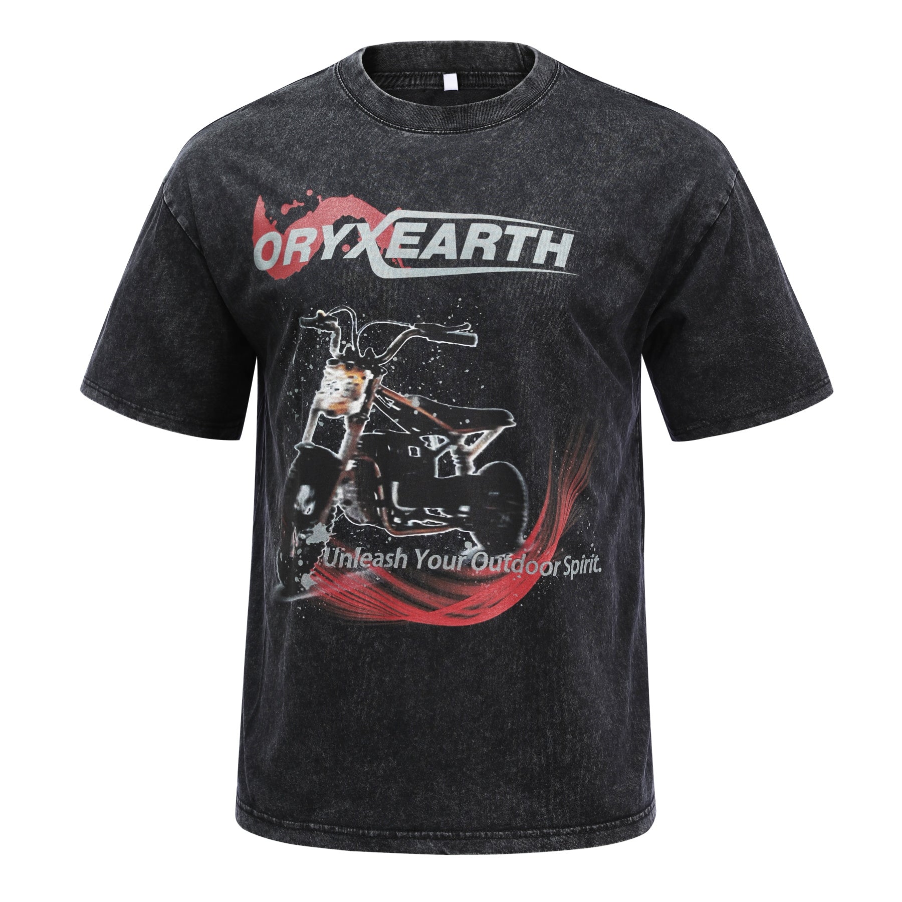 Oryxearth Vintage Distressed T-Shirt with Retro Dirt Bike Graphic for Teens Black