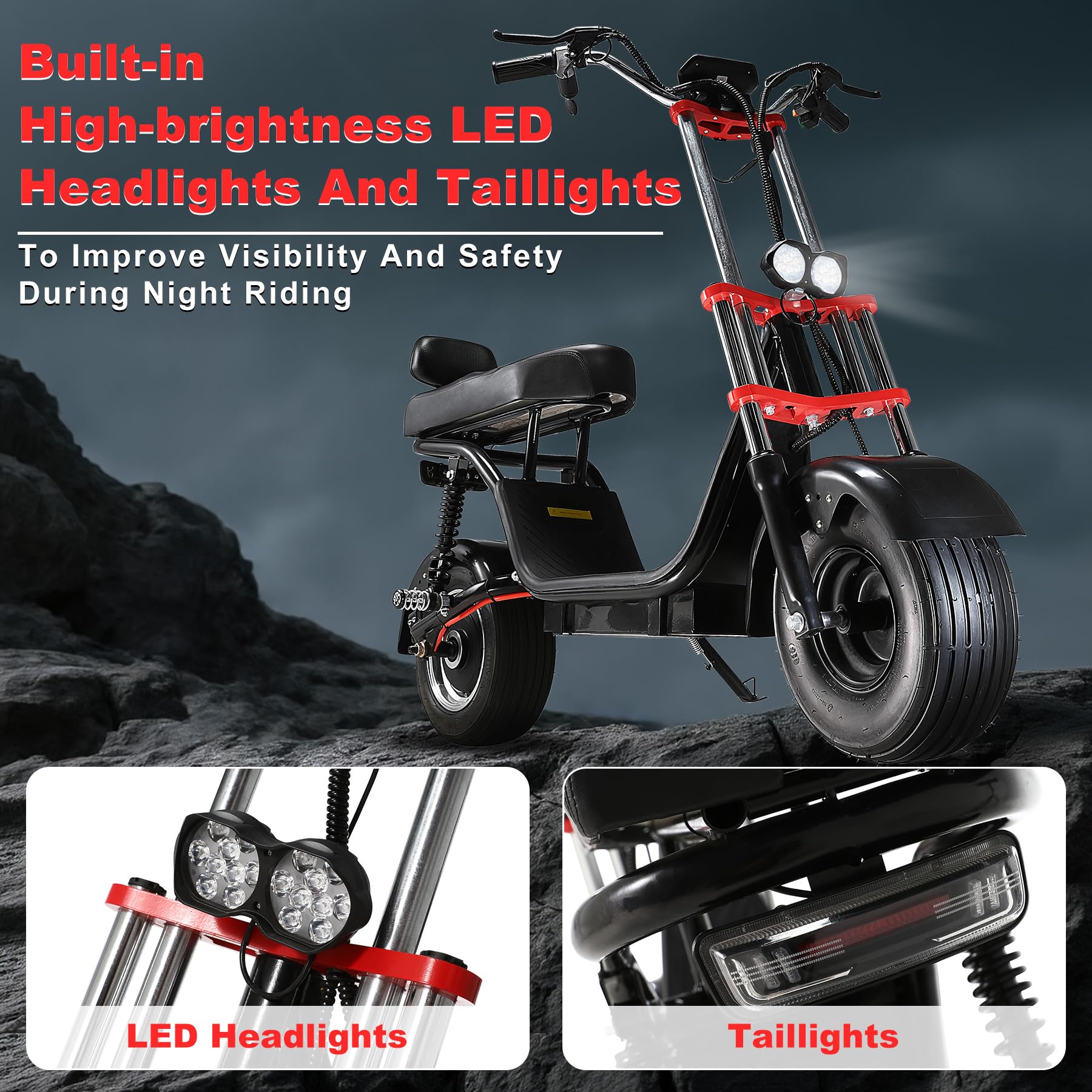 Oryxearth Adult Fat Tire, All-Terrain, Black Electric Bike