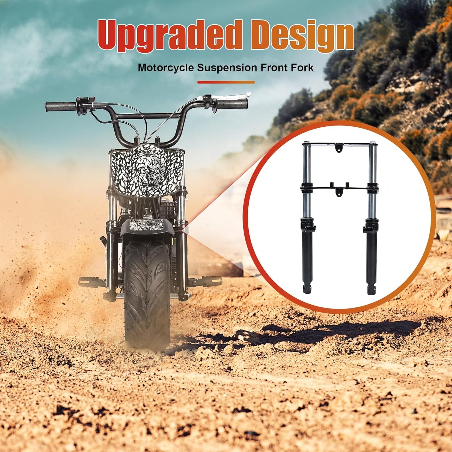 Oryxearth Mini-Fahrrad-Vordergabelaufhängung, Universal-Mini-Dirt-Bike-Aufhängungsset, Pit-Bike-Stoßdämpfergabeln, Rahmen-Upgrades für Dirt-Bike, Motorrad, Minibike, Schwarz 