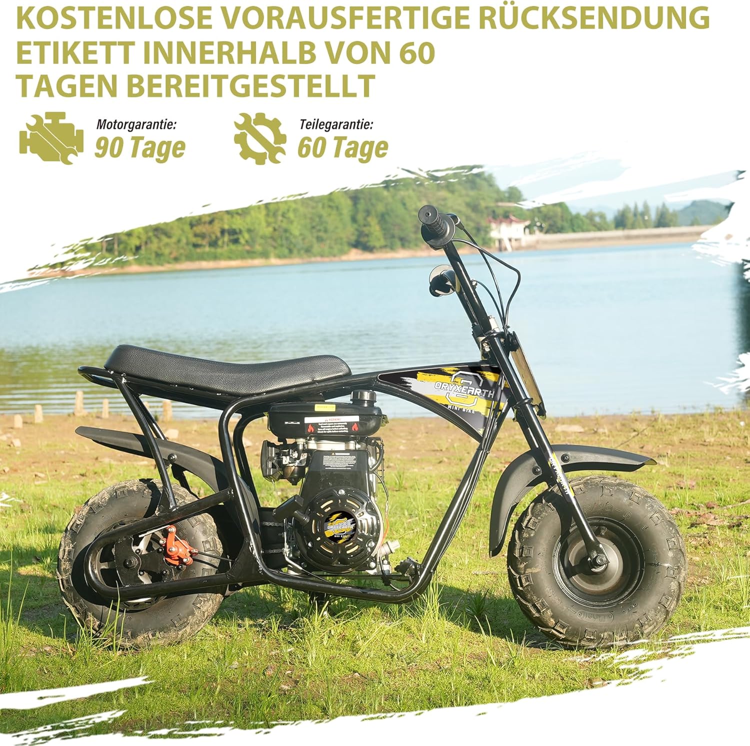 OFFROAD-DIRT-BIKE FÜR KINDER 105CC, 4-Takt-Benzin, Automatikgetriebe, für Kinder ab 13 Jahren, Bürstenmuster