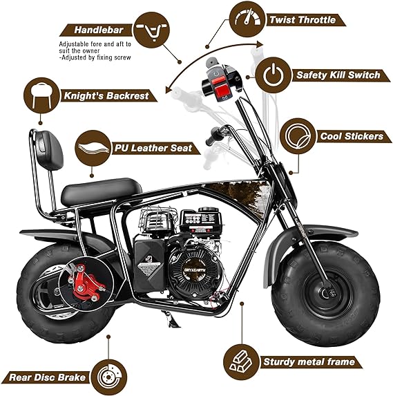 【WMT】Oryxearth 99CC Gas Powered Mini Dirt Bike - Up to 24 MPH, 185 LBS Capacity