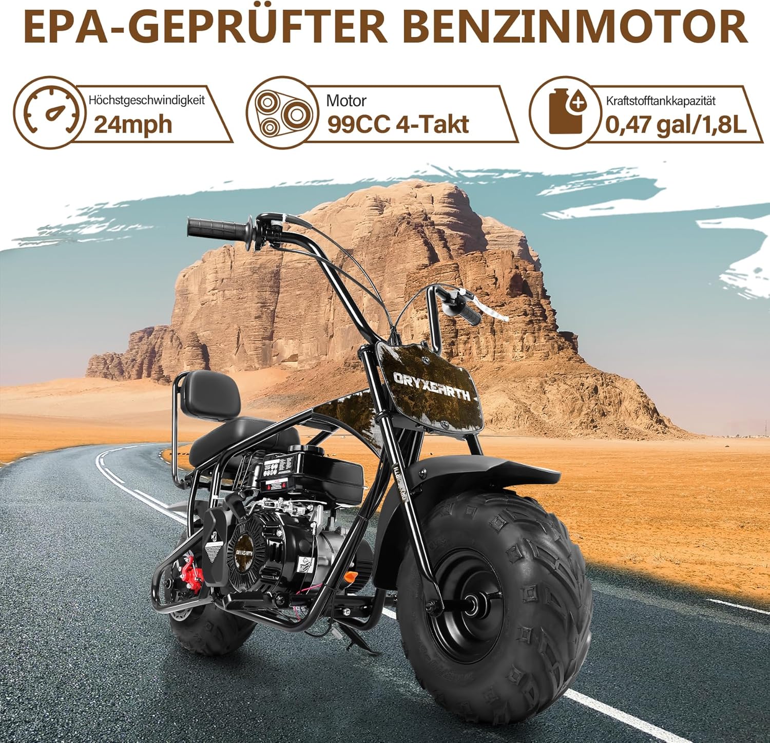 Kinder Dirt Bike 99CC, 4-Takt Benzin, Automatikgetriebe, Offroad, ab 13 Jahre