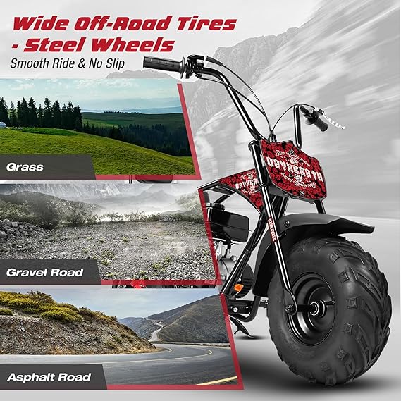 【WMT】Oryxearth 99CC Gas Powered Mini Dirt Bike - Up to 24 MPH, 185 LBS Capacity