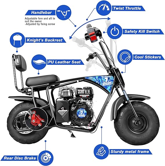 【WMT】Oryxearth 99CC Gas Powered Mini Dirt Bike - Up to 24 MPH, 185 LBS Capacity