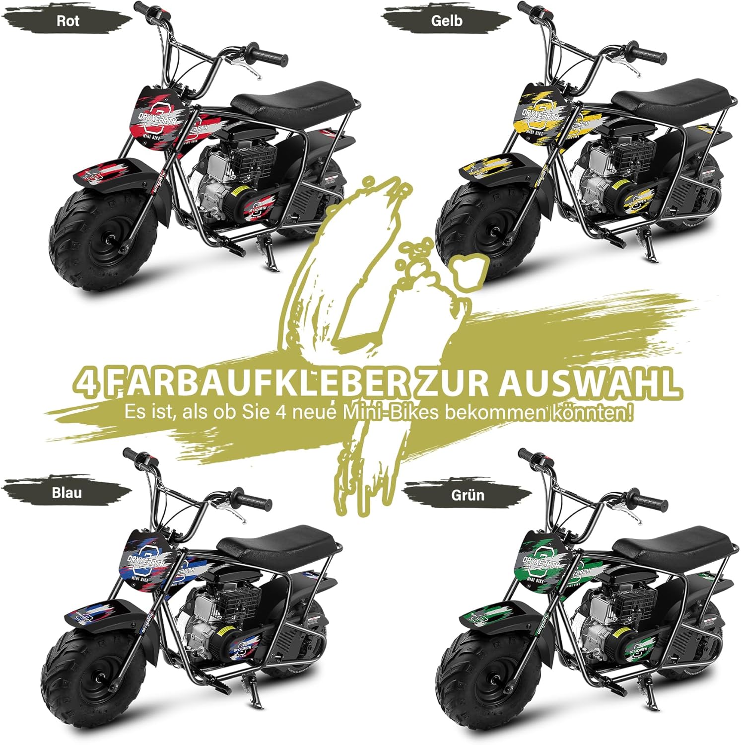 OFFROAD-DIRT-BIKE FÜR KINDER 105CC, 4-Takt-Benzin, Automatikgetriebe, für Kinder ab 13 Jahren, Bürstenmuster