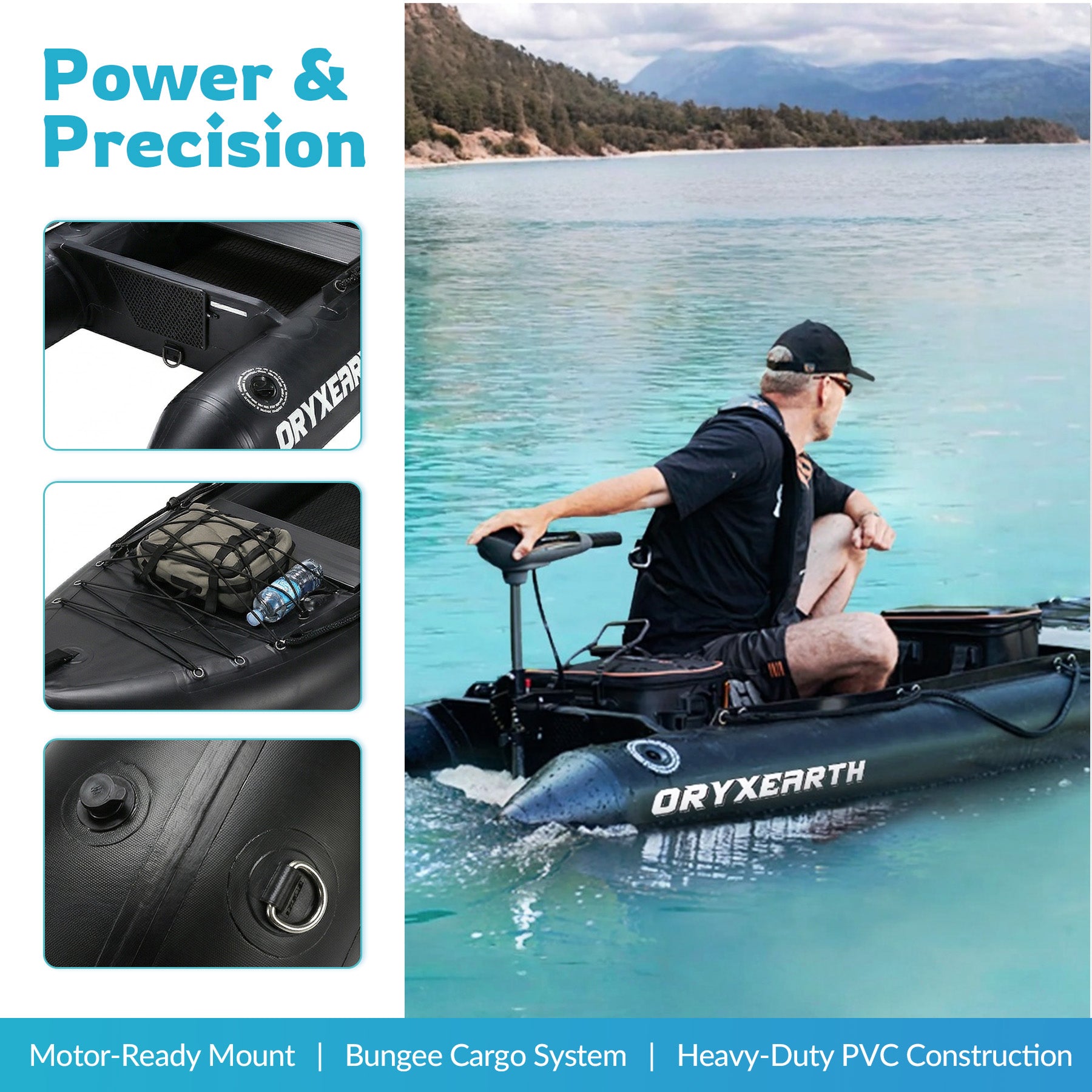 Professional 10.8ft Inflatable Fishing Boat for Adults - Heavy Duty Pontoon Skiff with Aluminum Seat, Includes Pump, Oars & Stabilizer Fin