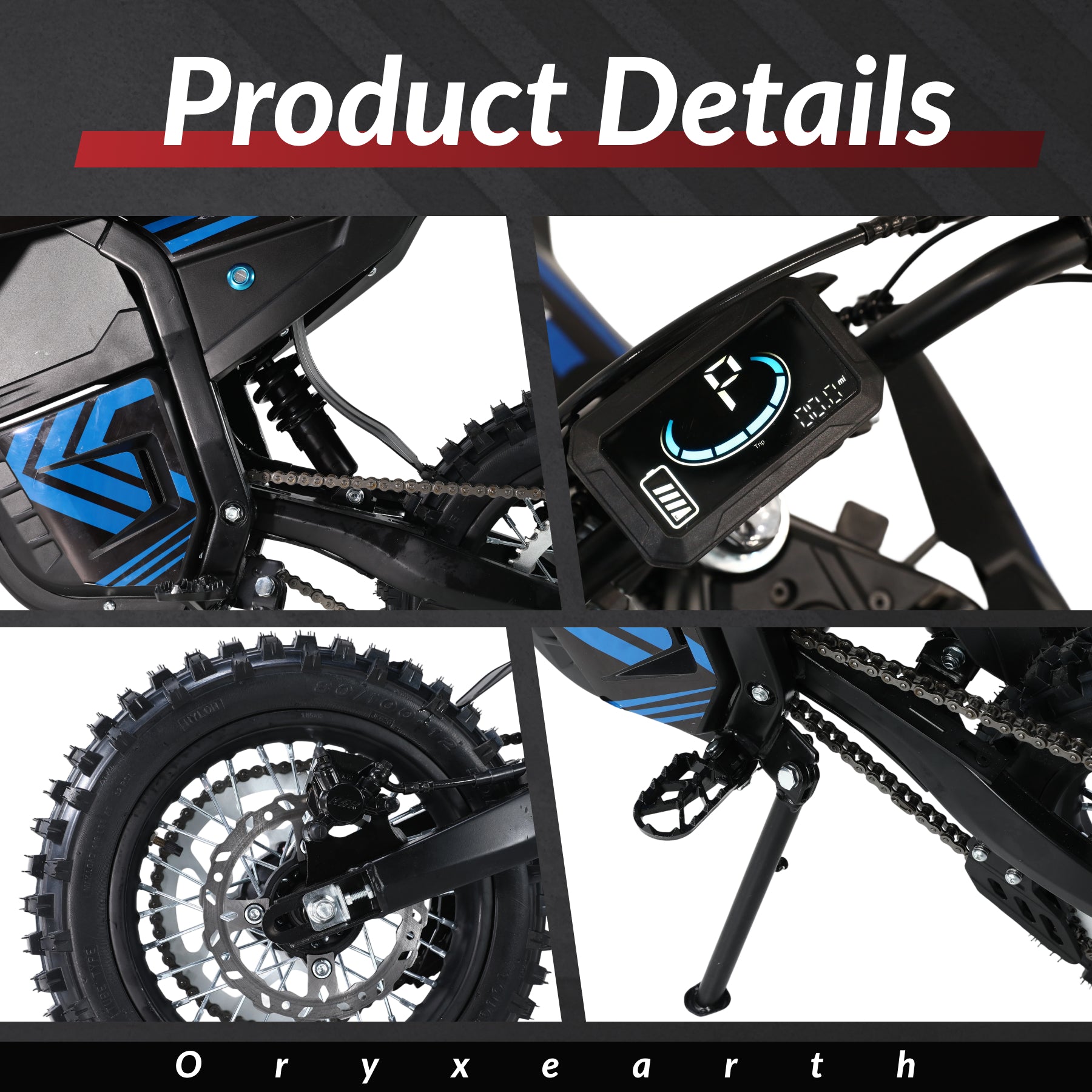 Oryxearth VRME1000-5 Lightweight Off-Road Electric Dirt Bike, For Teens & Adults