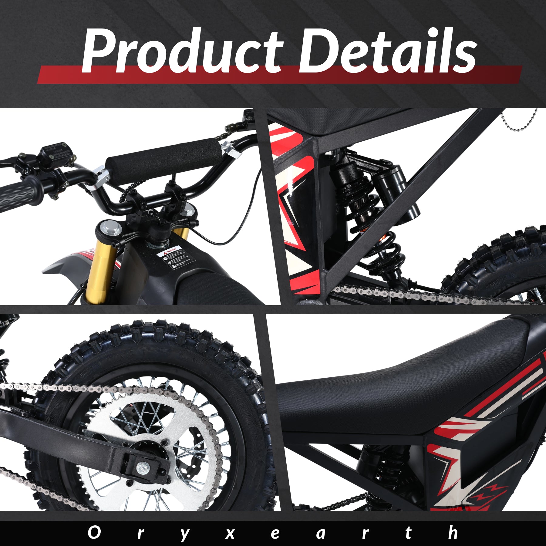 Oryxearth VRME1000-6 Lightweight Off-Road Electric Dirt Bike, For Teens & Adults