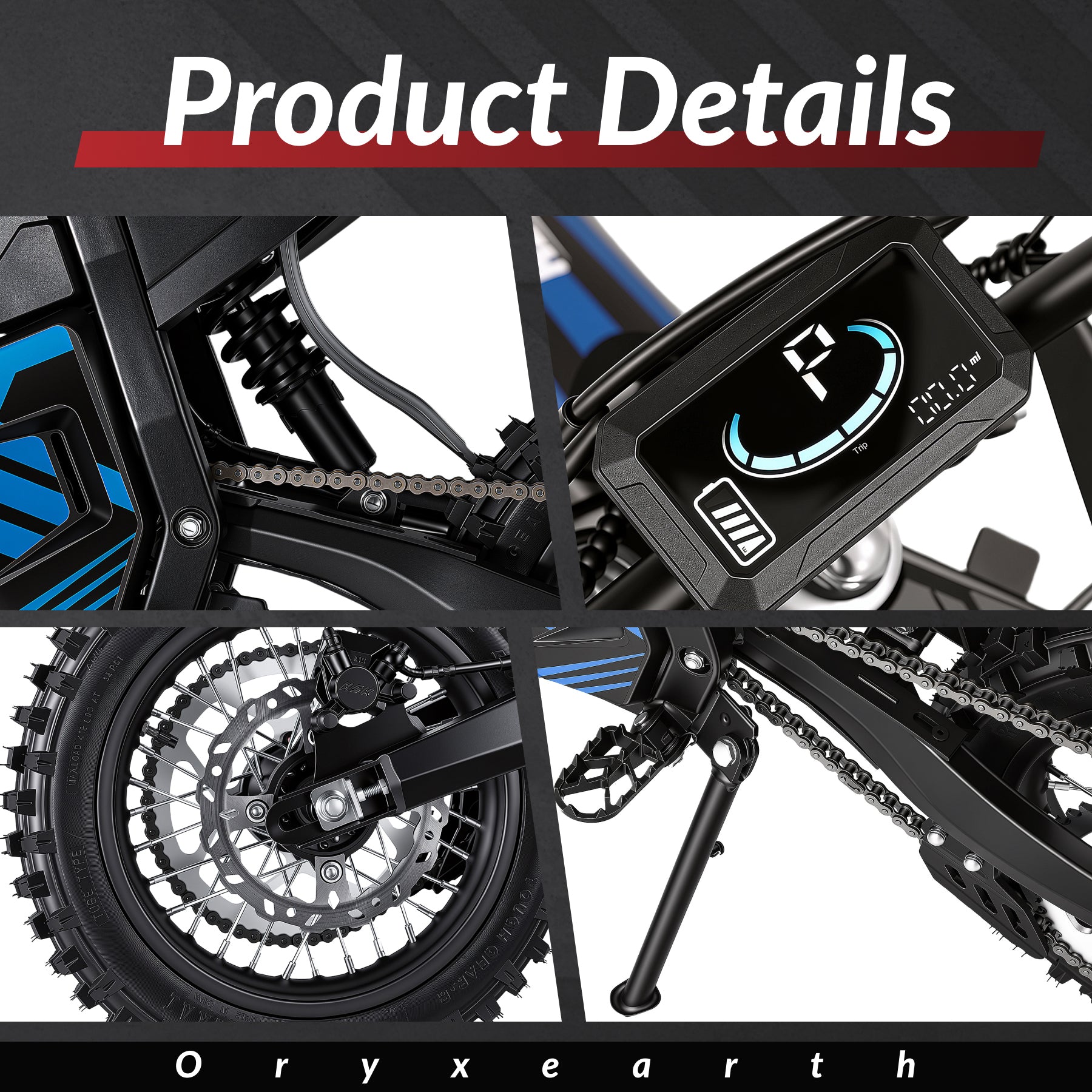 Oryxearth VRME1000-5 Lightweight Off-Road Electric Dirt Bike For Teens & Adults