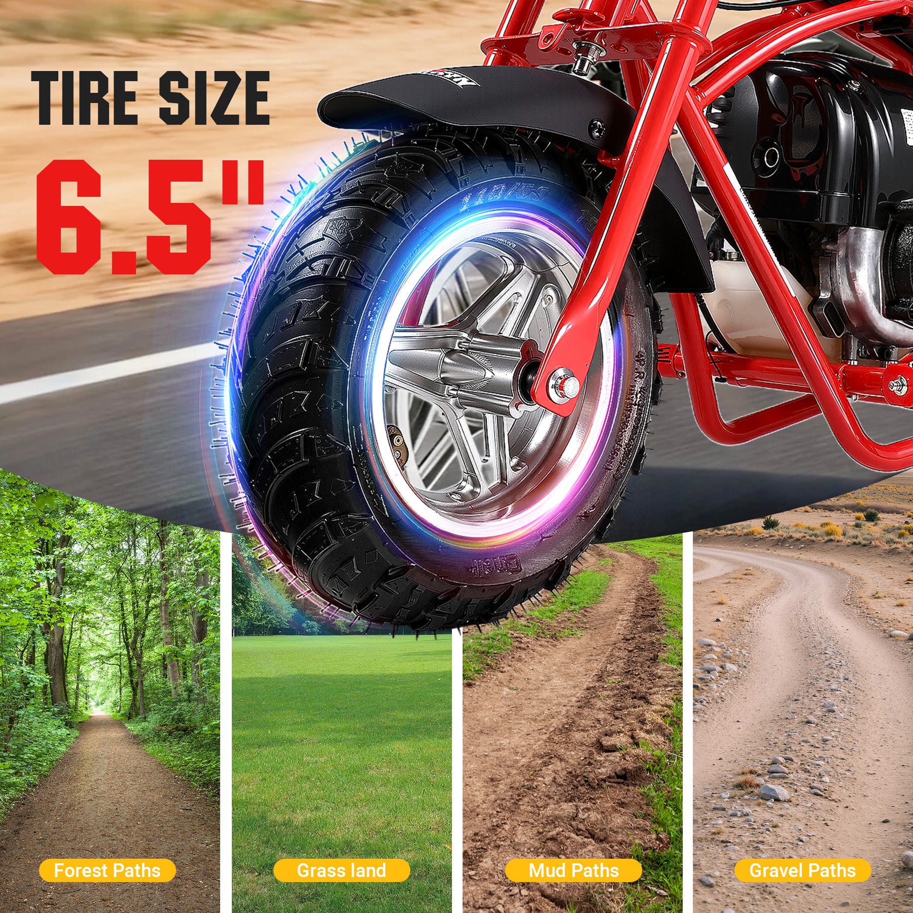 【WMT】Oryxearth 37.7CC Mini Dirt Bike, 4-Stroke Gas Power 16 mph Bike,Off Road for Teens, Pull Start