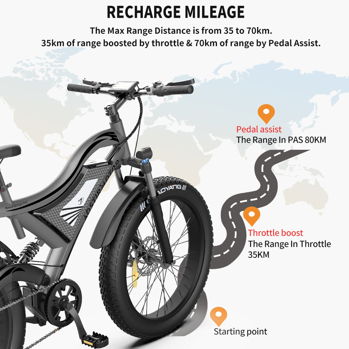 S18 26" 750W Elektrofahrrad Fat Tire 48V 15AH abnehmbarer Lithium-Akku für Erwachsene