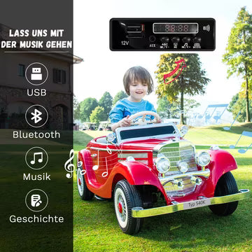 ORYXEARTH Retro-Elektroauto für Kinder – 12-V-Batterie – Geschwindigkeit 3-6 km/h