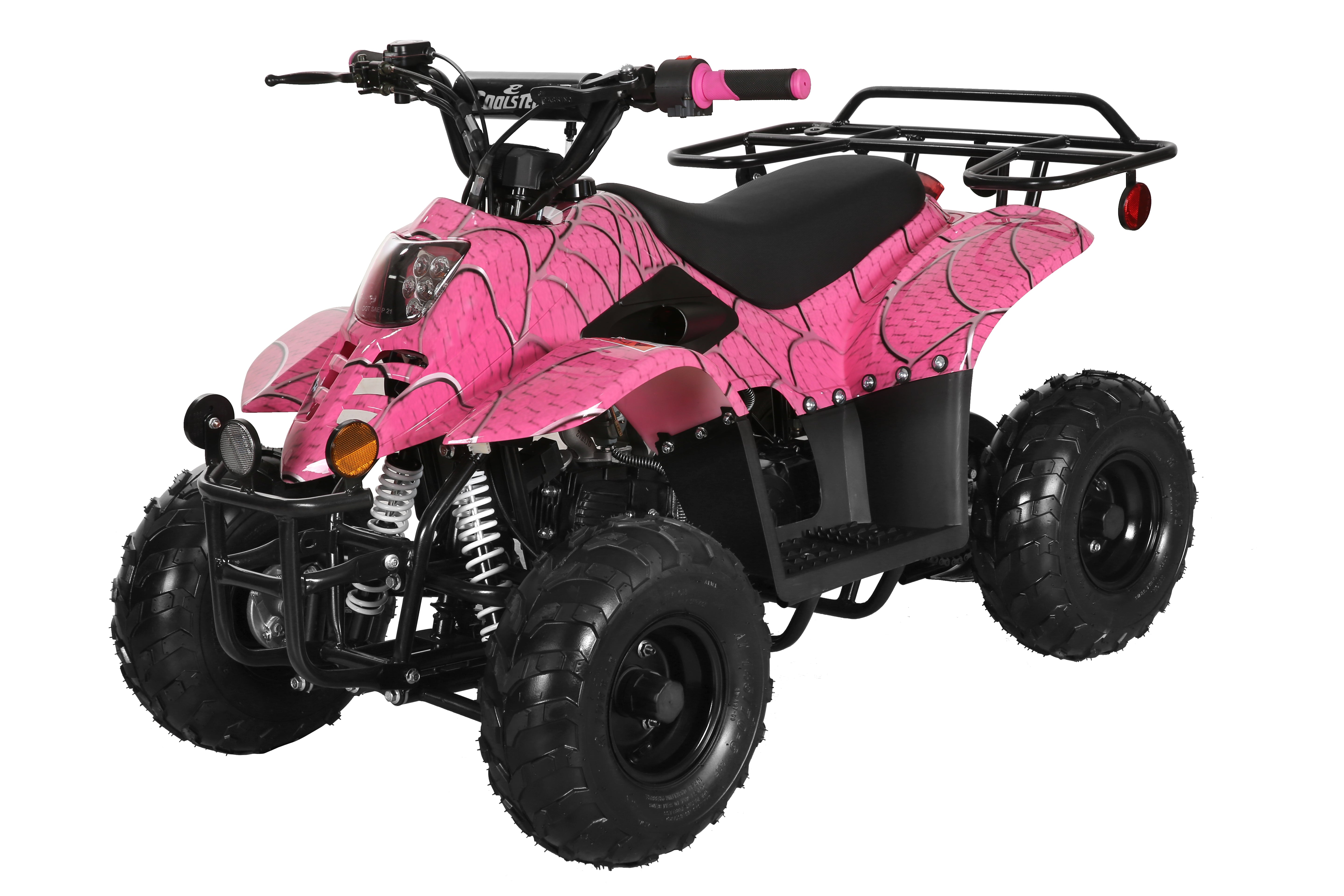 Coolster 110CC 4-Stroke Kids ATV, 10mph Max Speed, Front & Rear Disc Brakes, All-Terrain 4-Wheeler with LED Lights, Supports Up to 143 LBS
