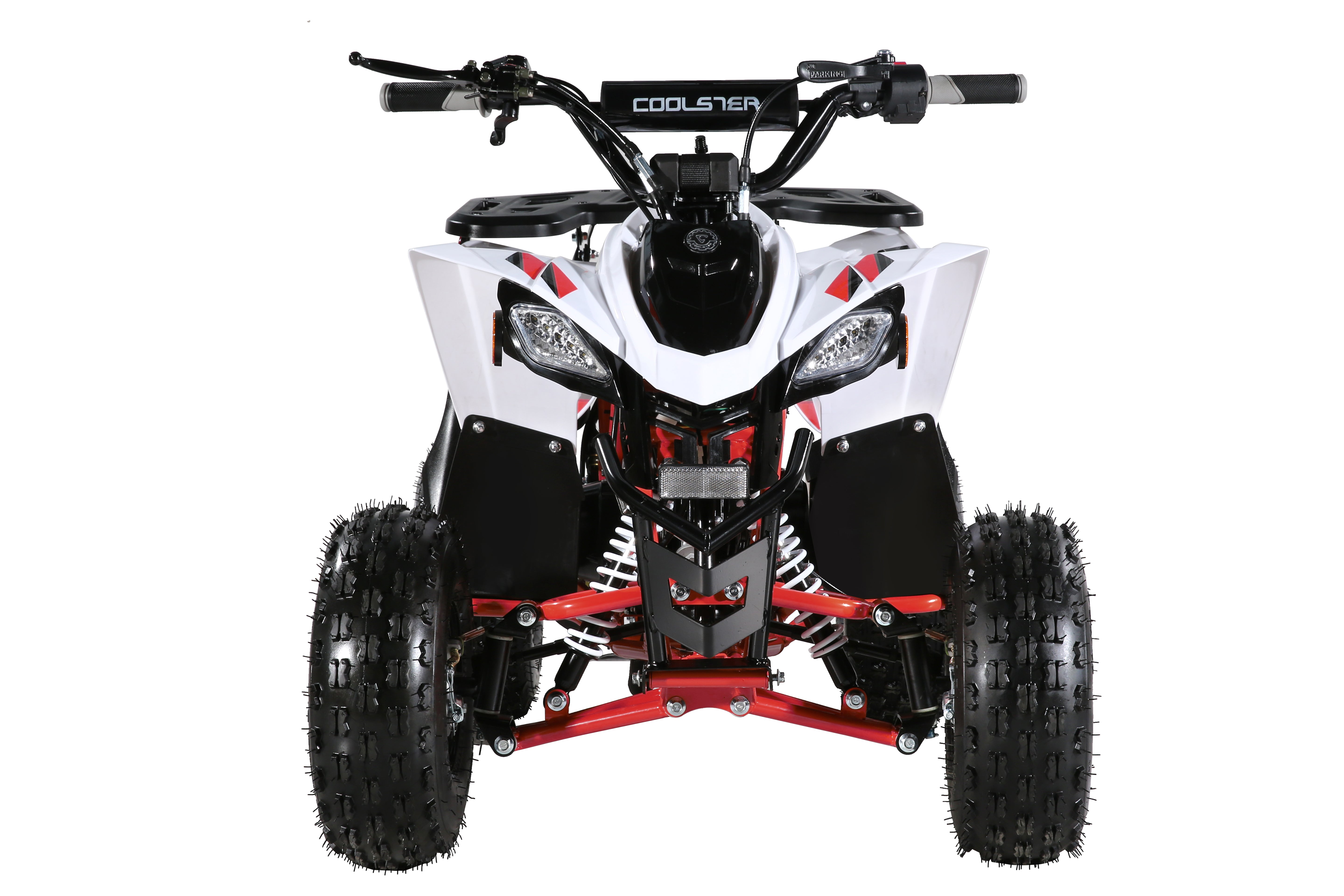 Coolster Gas Powered ATV with LED Lights, 110CC 4-Stroke Mini Gas 4 Wheeler with Front and Rear Disc Brake, with Speed Control Weight Support Up to 143 LBS, Max Speed 15mph