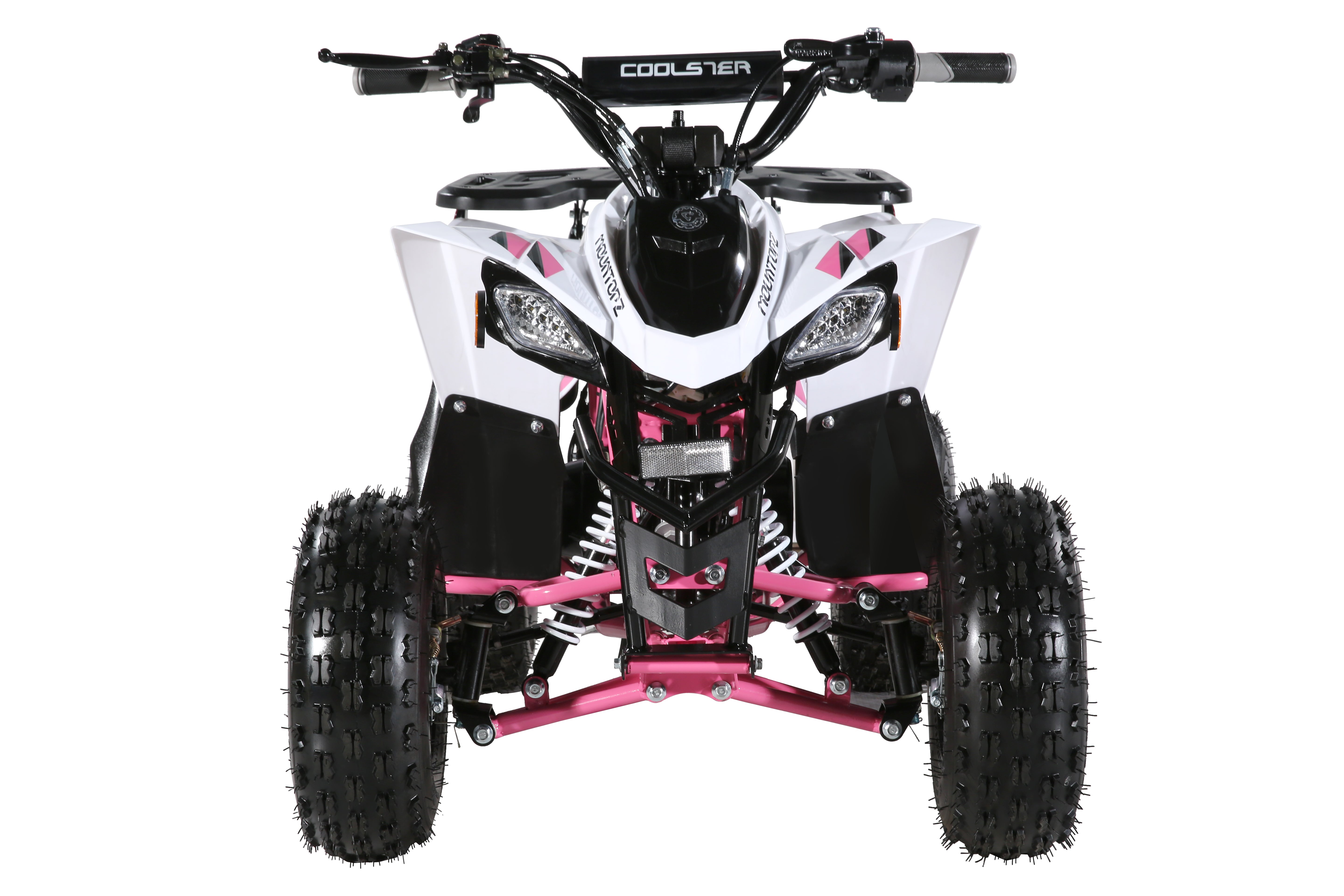 Coolster Gas Powered ATV with LED Lights, 110CC 4-Stroke Mini Gas 4 Wheeler with Front and Rear Disc Brake, with Speed Control Weight Support Up to 143 LBS, Max Speed 15mph