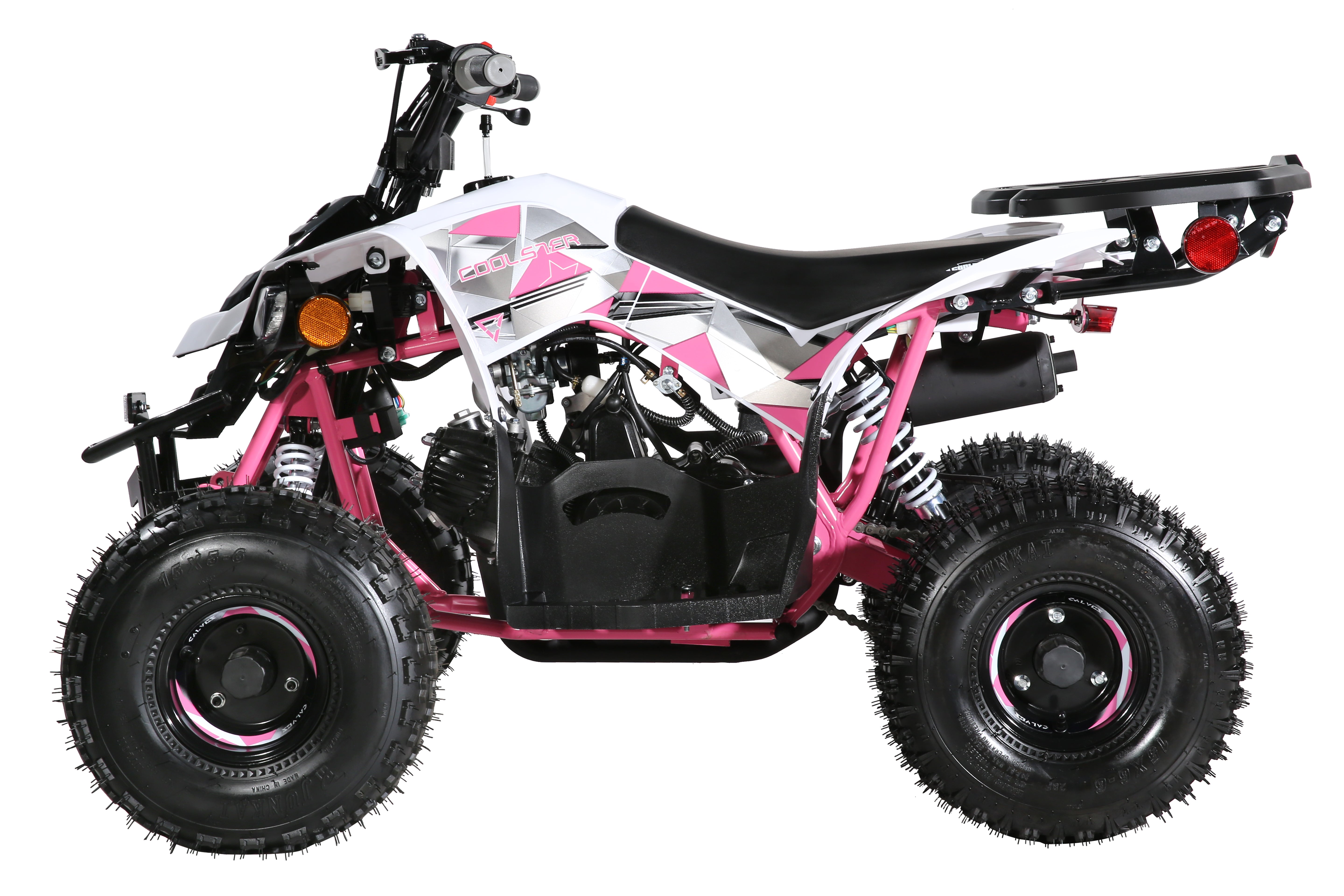 Coolster Gas Powered ATV with LED Lights, 110CC 4-Stroke Mini Gas 4 Wheeler with Front and Rear Disc Brake, with Speed Control Weight Support Up to 143 LBS, Max Speed 15mph