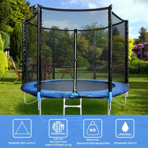 Gartentrampolin トランポリン 屋外 Ø183/244/305/366cm Sicherheitsnetz 幼稚園用トランポリン、シュッツラント シュヴァルツ、ミット sicherheisnetz 
