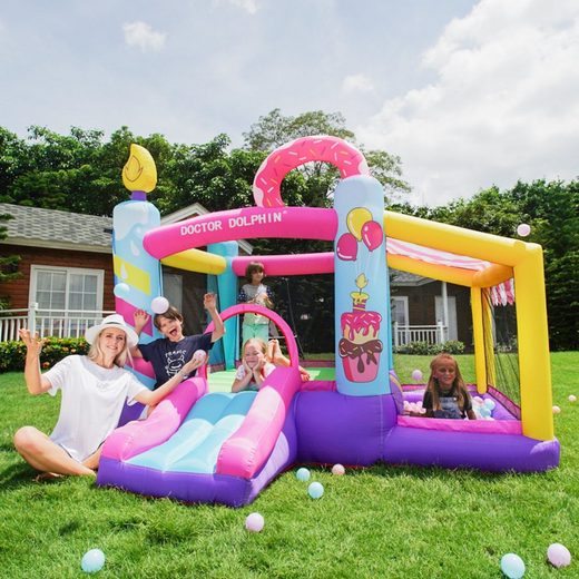 Hüpfburg mit Gebläse für Kinder – Spielplatz im Freien, 290 cm x 270 cm x 220 cm (L x B x H) 