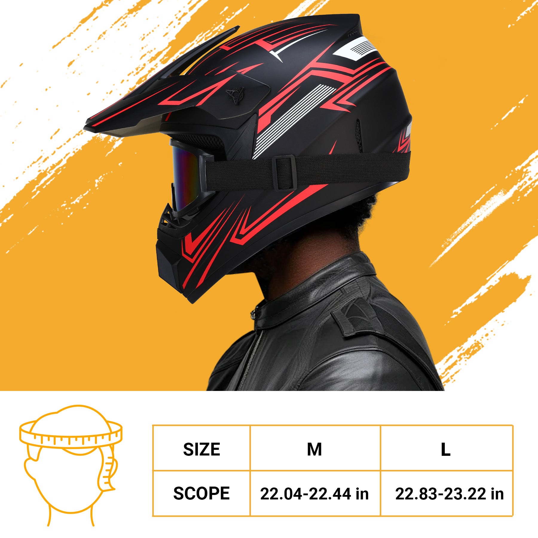 【WMT】Oryxearth Motocross Dirt Bike Helmet, Off-Road Motorcycle & ATV Helmet with Goggles Gloves