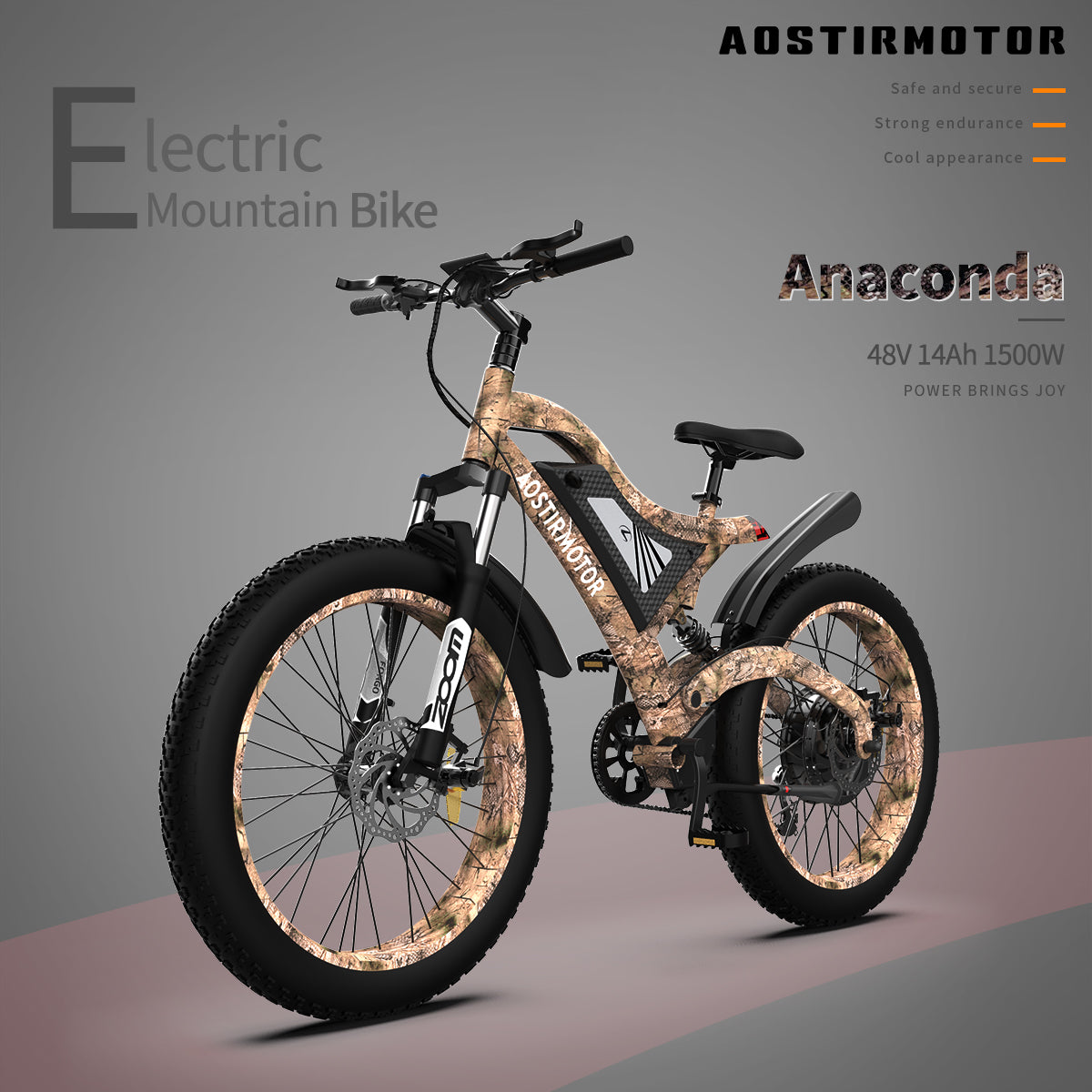 S18-1500W 26" 1500W Electric Bike Fat Tire 48V 15AH Removable Lithium Battery Mountain Bicycle Shimanos Bicycle Full Suspension MTB Bikes for Adults