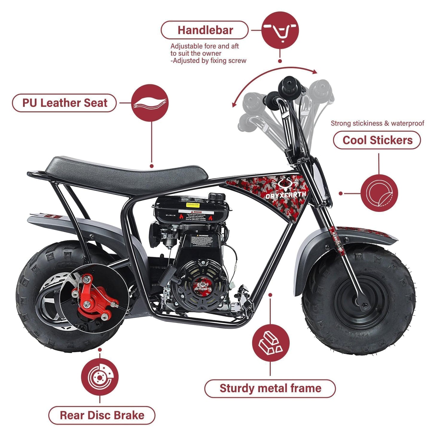 Oryxearth 105CC 4-Stroke Off-Road Mini Bike for Kids