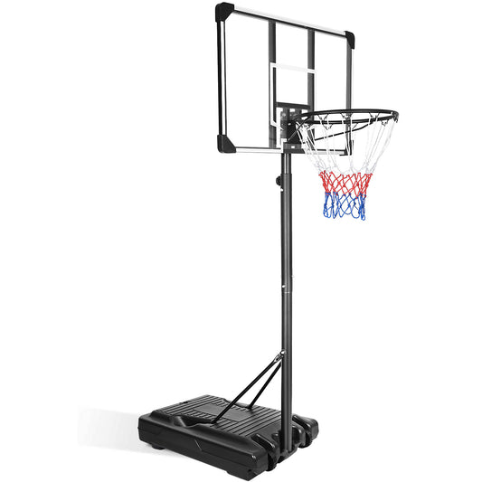 ポータブルバスケットボールフープ&amp;ゴールバスケットボールスタンド 高さ調節可能 6.2～8.5フィート 35.4インチ透明バックボード&amp;ホイール付き 青少年ティーンエイジャー屋外屋内バスケットボールゴールゲームプレイ用