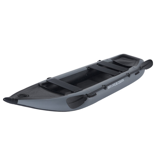 2 Person Inflatable Kayak Fishing PVC Kayak Boat the Dimension is 130'' *43'' *11.8'' Inflatable Boat Rescue Rubber Rowing Boat with Pump, Aluminum Alloy Seat, Paddle, Inflatable Mat, Repair Kit, Fin