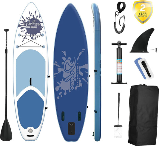 Aufblasbares Stand-Up-Paddle-Board – einfaches Deluxe-Premium-SUP für alle Fähigkeitsstufen, rosafarbene Paddle-Boards für Erwachsene und Jugendliche, aufblasbare Stand-Up-Paddleboards mit Zubehör und Rucksack, Surfkontrolle