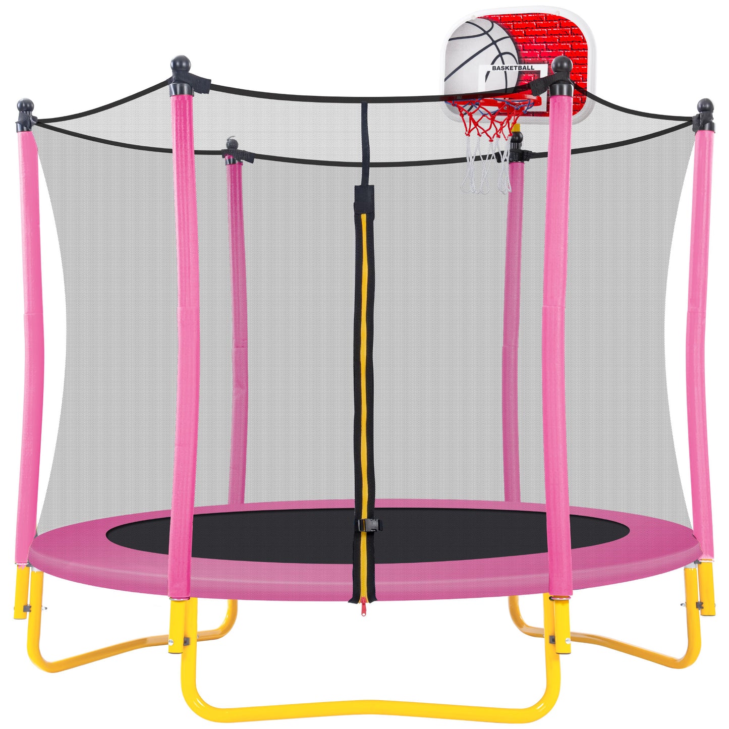 5,5-Fuß-Trampolin für Kinder – 65-Zoll-Mini-Kleinkindtrampolin für den Außenbereich und den Innenbereich mit Gehäuse, Basketballkorb und Ball im Lieferumfang enthalten