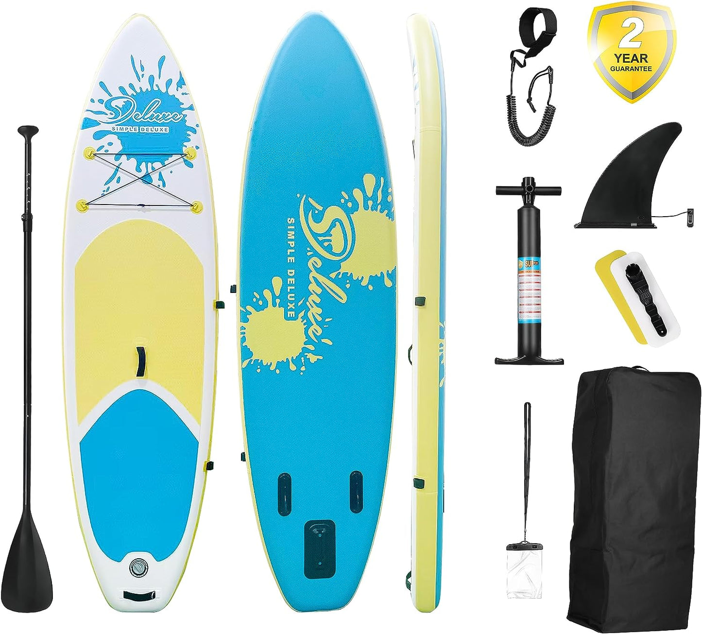 Aufblasbares Stand-Up-Paddle-Board – einfaches Deluxe-Premium-SUP für alle Fähigkeitsstufen, rosafarbene Paddle-Boards für Erwachsene und Jugendliche, aufblasbare Stand-Up-Paddleboards mit Zubehör und Rucksack, Surfkontrolle