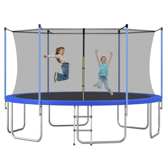 14FT Trampolin für Kinder mit Sicherheits-Innennetz, einfache Montage, rundes Outdoor-Freizeittrampolin, hohe Stabilität