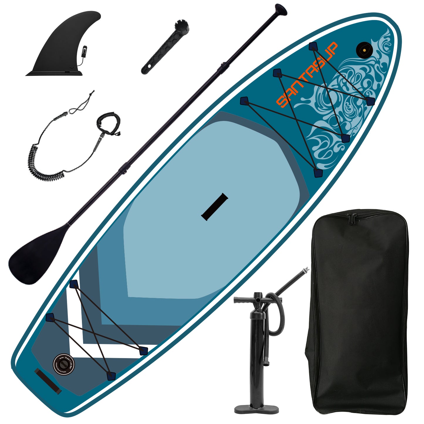 Inflatable Stand Up Paddle Board 9.9'x33"x5" With Premium SUP Accessories & Backpack, Wide Stance, Bottom Fin for Paddling, Paddle, Leash, Surf Control, Non-Slip Deck for Youth & Adult